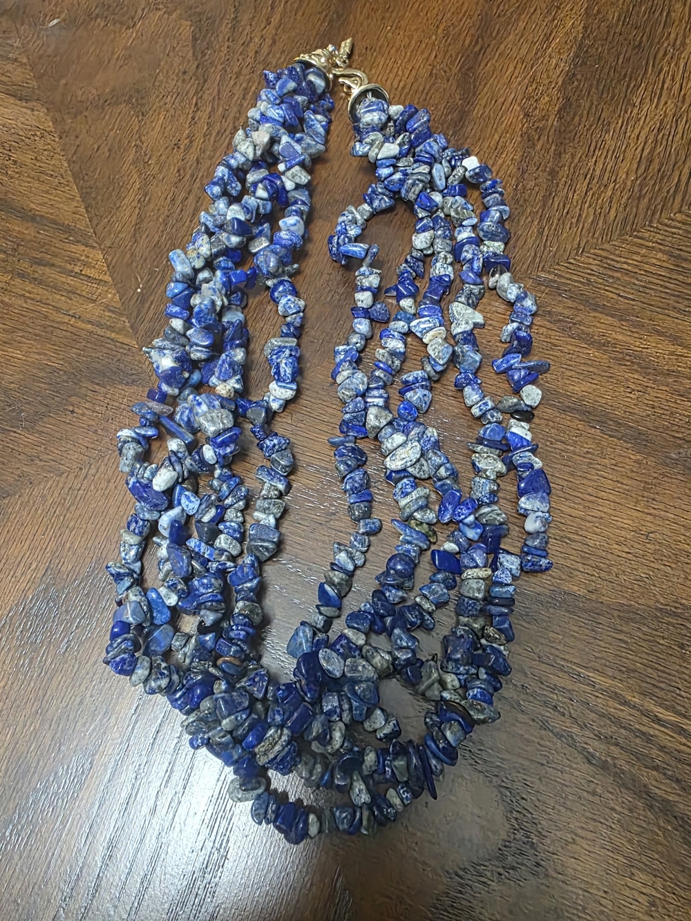 Kenneth Jay LaneMulti-Strand Lapis Blue Chip Necklace Vintage